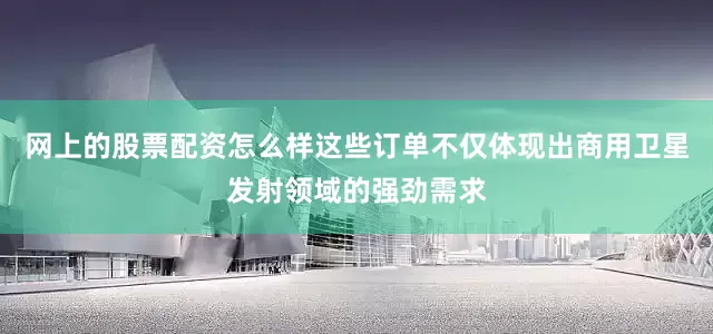 网上的股票配资怎么样这些订单不仅体现出商用卫星发射领域的强劲需求